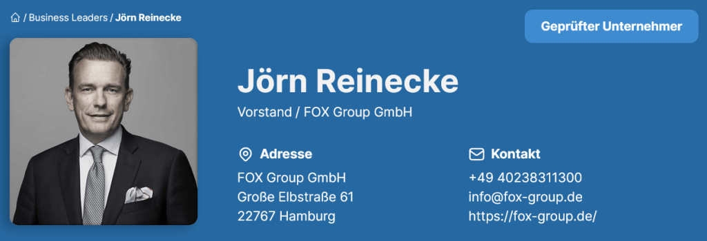 Jörn Reinecke - Gründer und geschäftsführender Gesellschafter Green FOX Energy