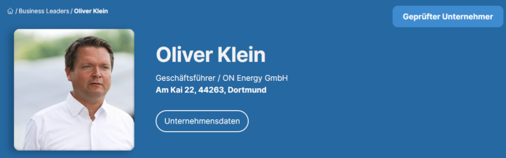 Dr. Oliver Klein - ON Energy GmbH (Business-Leaders)